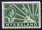 Nyasaland 1938-44 KG6 Leopard 1d green unmounted mint, SG 131a, stamps on , stamps on  stamps on animals, stamps on  stamps on cats, stamps on  stamps on leopards, stamps on  stamps on  kg6 , stamps on  stamps on 