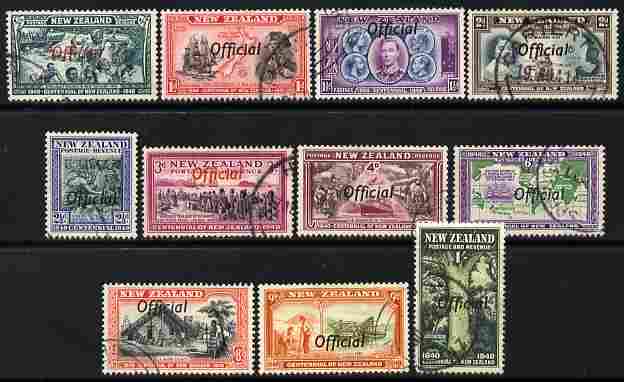 New Zealand 1940 Centenary Official set complete fine cds used SG O141-51, stamps on , stamps on  stamps on , stamps on  stamps on  kg6 , stamps on  stamps on 