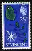 St Vincent 1965-67 QEII def 25c Map unmounted mint SG 241, stamps on , stamps on  stamps on maps