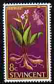 St Vincent 1965-67 QEII def 8c Arrowroot unmounted mint SG 237, stamps on herbs, stamps on plants, stamps on flowers