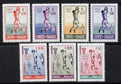 Paraguay 1960 Rome Olympic Games set of 7 unmounted mint (SG 863-69)*, stamps on sport, stamps on olympics, stamps on football, stamps on basketball