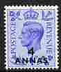 British Postal Agencies in Eastern Arabia 1950 KG6 4a on 4d light ultramarine unmounted mint, SG 40, stamps on , stamps on  kg6 , stamps on 