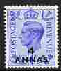 British Postal Agencies in Eastern Arabia 1950 KG6 4a on 4d light ultramarine unmounted mint, SG 40, stamps on , stamps on  stamps on , stamps on  stamps on  kg6 , stamps on  stamps on 