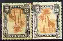 Nyassa Company 1901 Giraffe 15r with inverted centre plus normal both mounted mint, SG 30a, stamps on , stamps on  stamps on animals, stamps on  stamps on giraffes