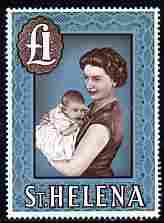 St Helena 1961-65 Queen Elizabeth with Prince Andrew \A31 on chalky paper unmounted mint, SG 189a, stamps on royalty, stamps on andrew