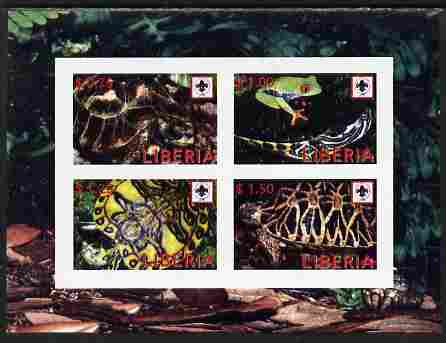 Liberia 2008 Turtles imperf sheetlet containing 4 values each with Scouts Logo unmounted mint, stamps on , stamps on  stamps on turtles, stamps on  stamps on reptiles, stamps on  stamps on scouts, stamps on  stamps on frogs