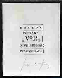 Uganda stamp-size Photographic print from Sperati's own negatives of 1895 5r die proof (signed) ex BPA archives, stamps on , stamps on  stamps on forgeries, stamps on  stamps on forger, stamps on  stamps on forgery, stamps on  stamps on sperati