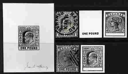 Bahamas group of six stamp-size Photographic prints from Sperati's own negatives of various issues two with BPA handstamp on back, stamps on , stamps on  stamps on forgeries, stamps on  stamps on forger, stamps on  stamps on forgery, stamps on  stamps on sperati