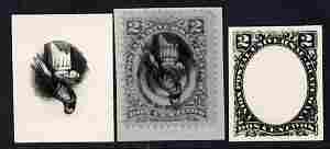 Guatemala three stamp-size Photographic prints from Speratis own negatives of 1881 2c inverted centre two with BPA handstamps on back, stamps on forgeries, stamps on forger, stamps on forgery, stamps on sperati