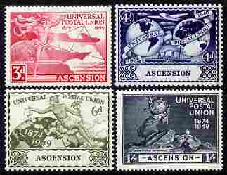 Ascension 1949 KG6 75th Anniversary of Universal Postal Union set of 4 unmounted mint, SG52-55, stamps on , stamps on  stamps on , stamps on  stamps on  kg6 , stamps on  stamps on  upu , stamps on  stamps on 