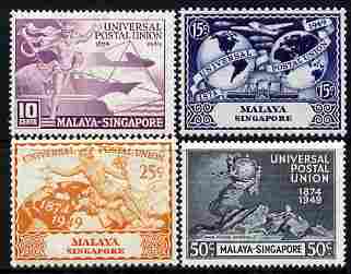 Singapore 1949 KG6 75th Anniversary of Universal Postal Union set of 4 unmounted mint, SG 33-36, stamps on , stamps on  stamps on , stamps on  stamps on  kg6 , stamps on  stamps on  upu , stamps on  stamps on 