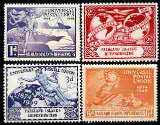 Falkland Islands Dependencies 1949 KG6 75th Anniversary of Universal Postal Union set of 4 unmounted mint, SG G21-4, stamps on , stamps on  stamps on , stamps on  stamps on  kg6 , stamps on  stamps on  upu , stamps on  stamps on 