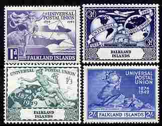 Falkland Islands 1949 KG6 75th Anniversary of Universal Postal Union set of 4 unmounted mint, SG168-71, stamps on , stamps on  kg6 , stamps on  upu , stamps on 