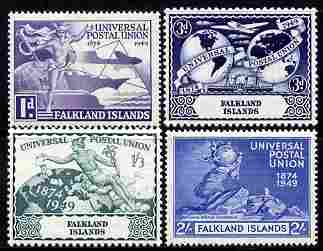 Falkland Islands 1949 KG6 75th Anniversary of Universal Postal Union set of 4 unmounted mint, SG168-71, stamps on , stamps on  stamps on , stamps on  stamps on  kg6 , stamps on  stamps on  upu , stamps on  stamps on 