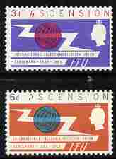 Ascension 1965 ITU Centenary perf set of 2 unmounted mint, SG 87-88, stamps on , stamps on  stamps on , stamps on  stamps on  itu , stamps on  stamps on communications