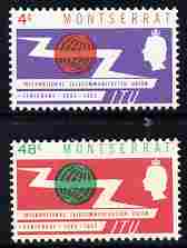 Montserrat 1965 ITU Centenary perf set of 2 unmounted mint, SG 158-59, stamps on , stamps on  stamps on , stamps on  stamps on  itu , stamps on  stamps on communications