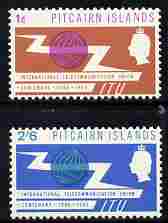 Pitcairn Islands 1965 ITU Centenary perf set of 2 unmounted mint, SG 49-50, stamps on , stamps on  itu , stamps on communications