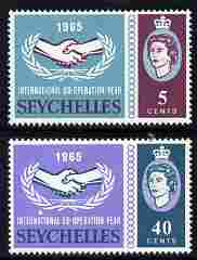 Seychelles 1965 International Co-operation Year set of 2 unmounted mint SG 220-21, stamps on , stamps on  icy , stamps on 