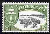 Brunei 1964-72 def $1 black & bronze-green glazed paper unmounted mint SG129a, stamps on , stamps on  stamps on houses