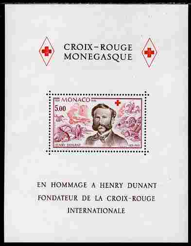Monaco 1978 150th Birth Anniversary of Henri dunant perf m/sheet unmounted mint, SG MS 1382, stamps on , stamps on  stamps on personalities, stamps on  stamps on red cross, stamps on  stamps on dunant, stamps on  stamps on medical