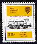 Cinderella - Great Britain 1986 West Somerset Railway 20p Letter Stamp  unmounted mint , stamps on railways