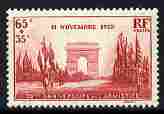 France 1938 20th Anniversary of Armistice 65c + 35c unmounted mint SG 618
