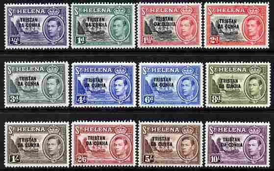 Tristan da Cunha 1952 KG6 overprint definitive set complete 12 values 1/2d to 10s unmounted mint SG 1-12, stamps on , stamps on  kg6 , stamps on 