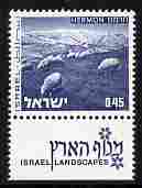 Israel 1971-79 Landscapes 45a Sheep on Mount Herman with one phosphor band unmounted mint with tab SG 501p, stamps on , stamps on  stamps on tourism, stamps on  stamps on mountains, stamps on  stamps on sheep, stamps on  stamps on ovine