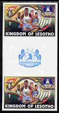 Lesotho 1984 Los Angeles Olympic Games 1m (Running) imperf proof gutter pair from the uncut proof sheet unmounted mint as SG 594, stamps on , stamps on  stamps on olympics, stamps on  stamps on running, stamps on  stamps on 