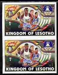 Lesotho 1984 Los Angeles Olympic Games 1m (Running) imperf proof pair from the uncut proof sheet unmounted mint as SG 594 slight wrinkles