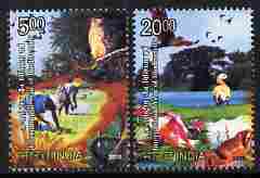 India 2010 Biodiversity perf set of 2 unmounted mint , stamps on animals, stamps on birds, stamps on flowers, stamps on owls