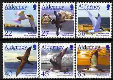 Guernsey - Alderney 2003 Migrating Birds (2nd series) Seabirds perf set of 6 unmounted mint SG A210-15, stamps on , stamps on  stamps on birds, stamps on  stamps on 