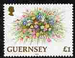 Guernsey 1992-97 Flowers definitive 1 Floral Arrangement (1994 imprint date) unmounted mint ex SG MS 644, stamps on flowers