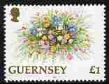 Guernsey 1992-97 Flowers definitive 1 Floral Arrangement (1995 imprint date) unmounted mint ex SG MS 681, stamps on flowers