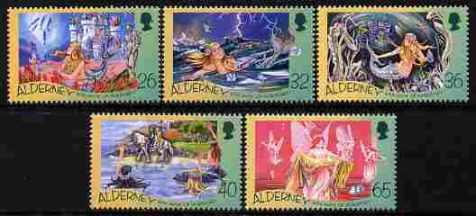 Guernsey - Alderney 2005 Birth Bicentenary of Hans Christian Andersen perf set of 5 unmounted mint SG A248-52, stamps on , stamps on  stamps on persionalities, stamps on  stamps on literature, stamps on  stamps on children, stamps on  stamps on fairy tales