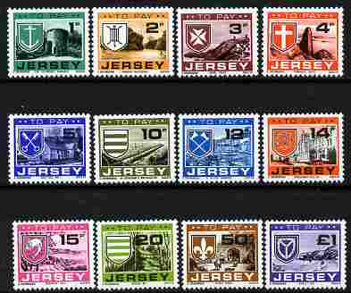 Jersey 1978 Postage Due set of 12 complete unmounted mint, SG D21-32, stamps on , stamps on  stamps on postage due, stamps on  stamps on arms, stamps on  stamps on heraldry, stamps on  stamps on 