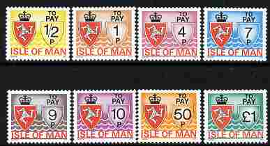 Isle of Man 1975 Postage Due complete set of 8 unmounted mint, SG D9-16, stamps on postage due, stamps on 