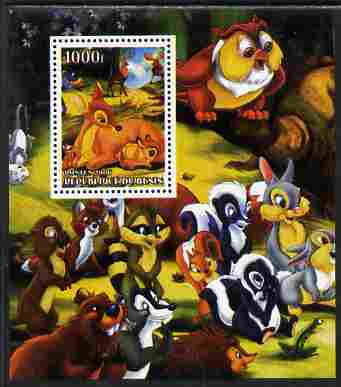 Benin 2006 Bambi #1 perf souvenir sheet, unmounted mint. Note this item is privately produced and is offered purely on its thematic appeal, stamps on , stamps on  stamps on disney, stamps on  stamps on entertainments, stamps on  stamps on films, stamps on  stamps on cinema, stamps on  stamps on cartoons, stamps on  stamps on animals, stamps on  stamps on owls