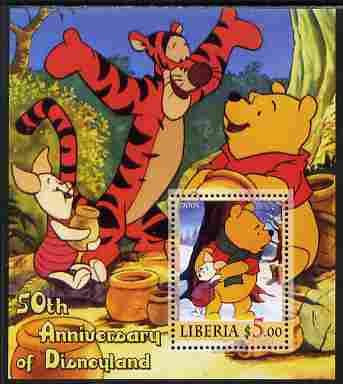Liberia 2005 50th Anniversary of Disneyland #18 (Pooh) perf s/sheet unmounted mint, stamps on , stamps on  stamps on disney, stamps on  stamps on cinema, stamps on  stamps on movies, stamps on  stamps on cartoons, stamps on  stamps on entertainments, stamps on  stamps on bears