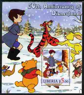Liberia 2005 50th Anniversary of Disneyland #22 (Pooh) perf s/sheet unmounted mint, stamps on disney, stamps on cinema, stamps on movies, stamps on cartoons, stamps on entertainments, stamps on bears