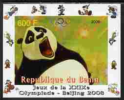 Benin 2008 Beijing Olympics - Disney Characters - Scenes from Kung Fu Panda #3 - individual imperf deluxe sheet unmounted mint. Note this item is privately produced and i..., stamps on disney, stamps on films, stamps on movies, stamps on cinema, stamps on cartoons, stamps on martial arts, stamps on bears