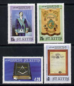 St Kitts 1985 Masonic Lodge set of 4 unmounted mint, SG 177-80*, stamps on , stamps on  stamps on masonics, stamps on rotary, stamps on  stamps on masonry