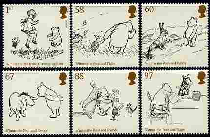 Great Britain 2010 Winnie the Pooh perf set of 6 unmounted mint, stamps on bears, stamps on cartoons, stamps on children