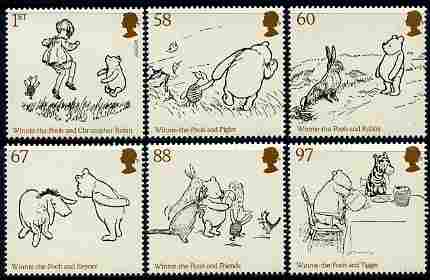 Great Britain 2010 Winnie the Pooh perf set of 6 unmounted mint, stamps on , stamps on  stamps on bears, stamps on  stamps on cartoons, stamps on  stamps on children