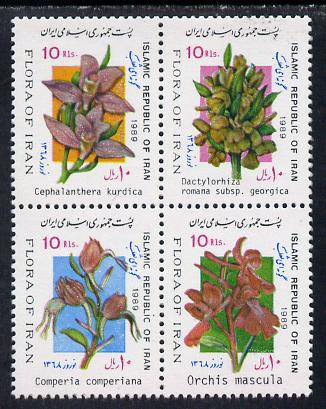 Iran 1989 New Year Festival (Orchids) se-tenant block of 4 unmounted mint, SG 2515a, stamps on flowers     orchids