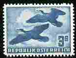Austria 1950-53 Birds 3s Cormorants  Maryland forgery unused, as SG 1218 - the word Forgery is printed on the back and comes on a presentation card with descriptive notes, stamps on maryland, stamps on forgery, stamps on forgeries, stamps on birds, stamps on cormorants