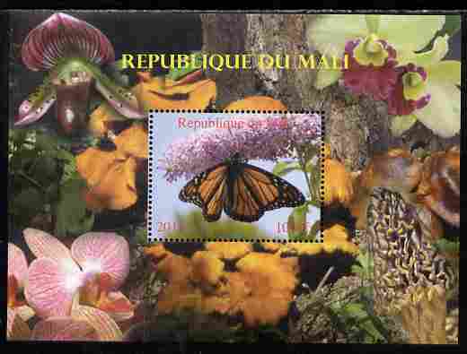 Mali 2010 Butterflies #04 with Orchids & Fungi in background perf s/sheet unmounted mint. Note this item is privately produced and is offered purely on its thematic appea..., stamps on butterflies, stamps on flowers, stamps on orchids, stamps on fungi