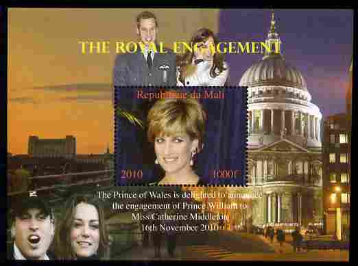 Mali 2010 Royal Engagement (William & Kate) #02 perf s/sheet unmounted mint. Note this item is privately produced and is offered purely on its thematic appeal,