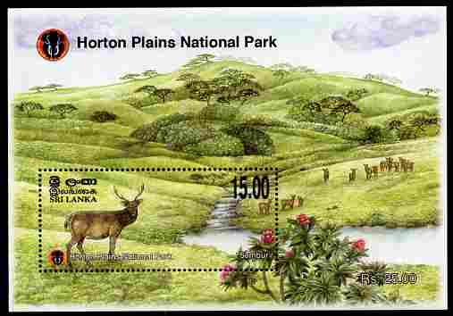 Sri Lanka 2010 Horton Plains National Park perf s/sheet #2 Sambur 15r unmounted mint , stamps on , stamps on  stamps on national parks, stamps on  stamps on animals, stamps on  stamps on elks