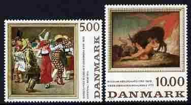 Denmark 1984 Paintings perf set of 2 unmounted mint SG 790-91, stamps on arts, stamps on bovine, stamps on myths, stamps on mythology